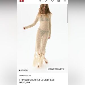 H&M Cream Knit Long Sleeve Dress with Fringe‎ NWT Retails for 2,499.00